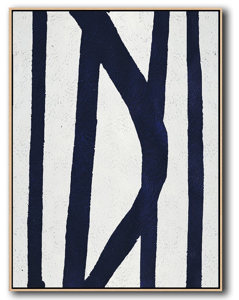 Buy Hand Painted Navy Blue Abstract Painting Online - Buy Abstract Art Prints Extra Large